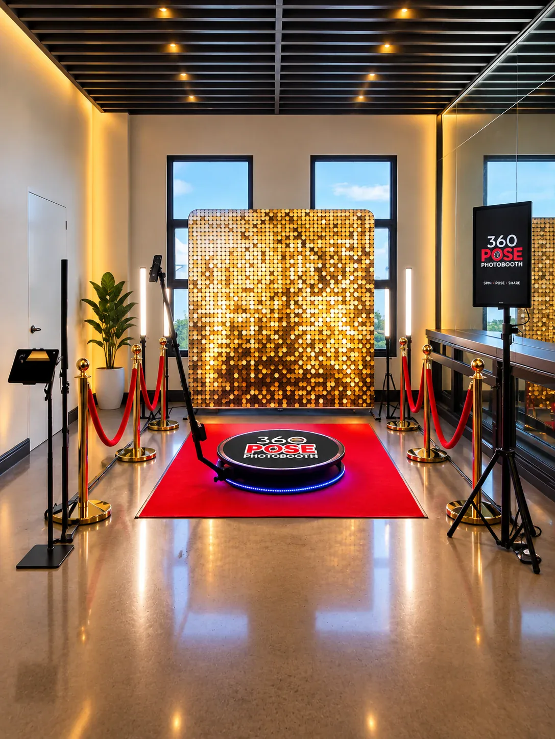 POSE 360 Video Booth complete event setup