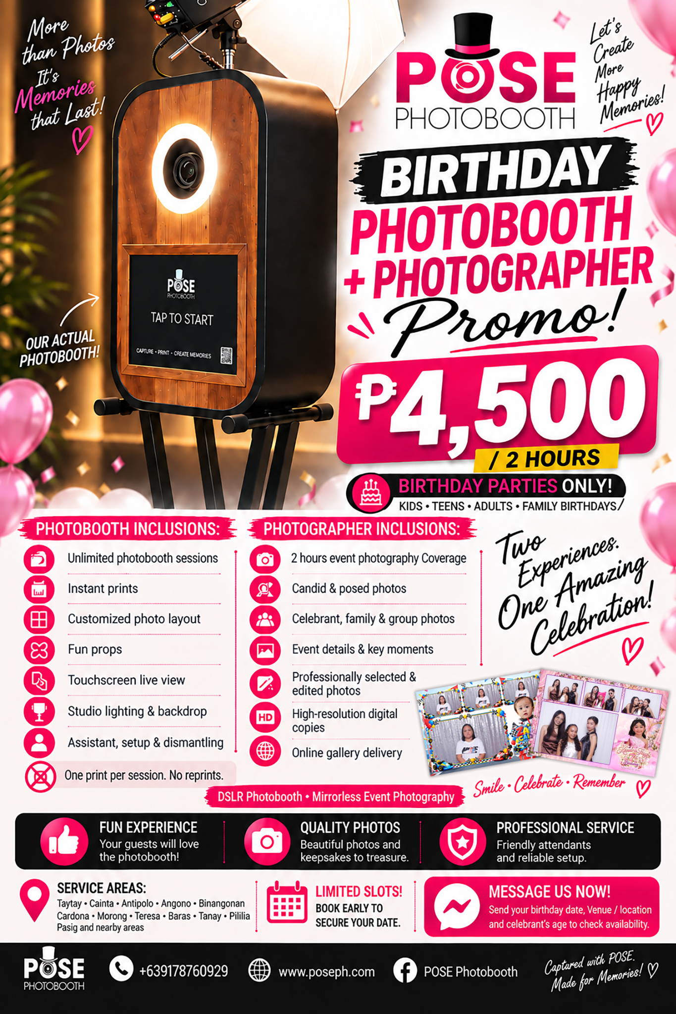 POSE Birthday Photobooth plus Photographer promo poster